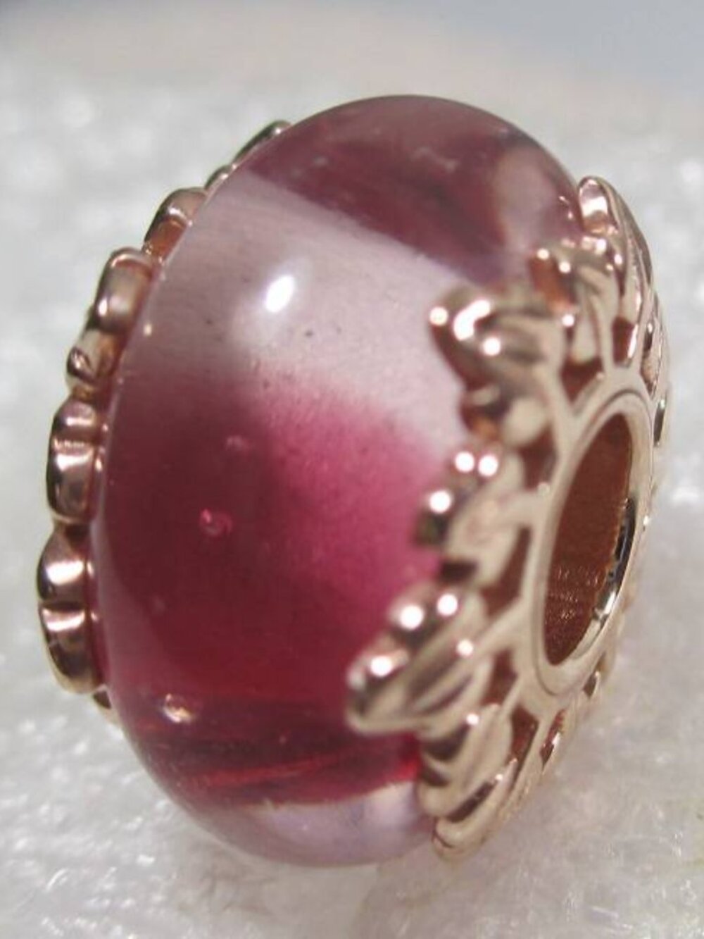 Murano Glass & Leaves Pandora Rose Gold Charm Fall Leaf